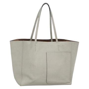Valextra Tote Bag Leather Light gray Auth 141759