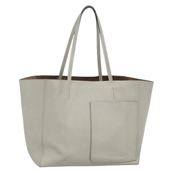 Valextra Tote Bag Leather Light gray Auth 141759