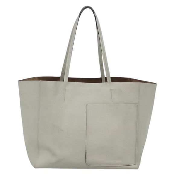 Valextra Tote Bag Leather Light gray Auth 141759