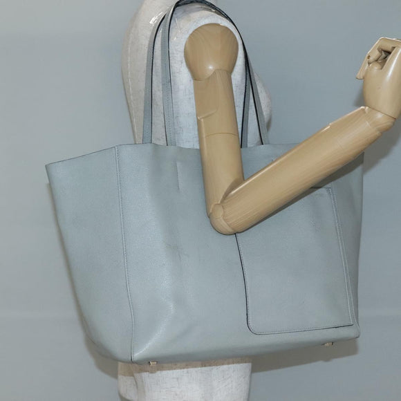 Valextra Tote Bag Leather Light gray Auth 141759