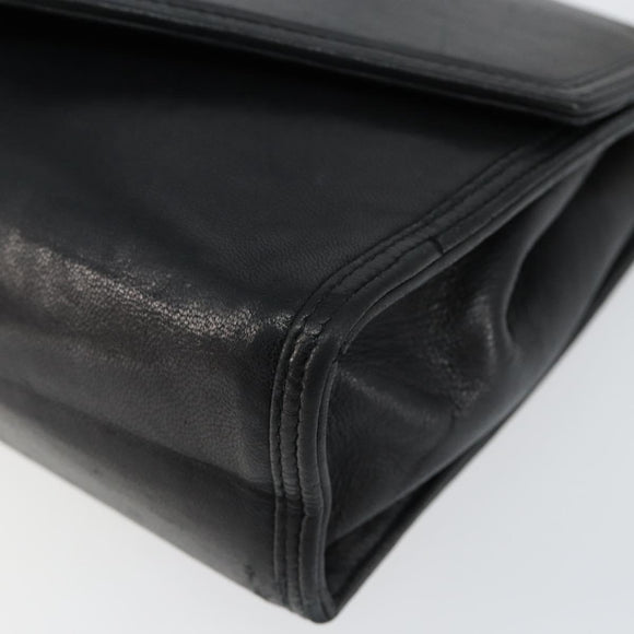 CHANEL COCO Mark Chain Shoulder Bag Lamb Skin Black Gold CC Auth 141762