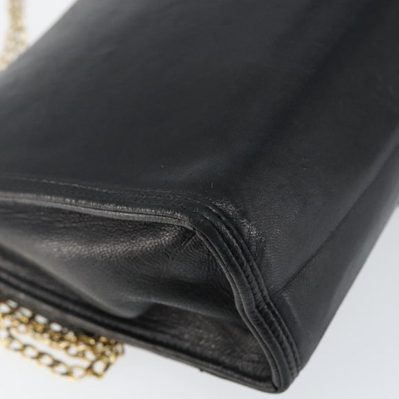 CHANEL COCO Mark Chain Shoulder Bag Lamb Skin Black Gold CC Auth 141762