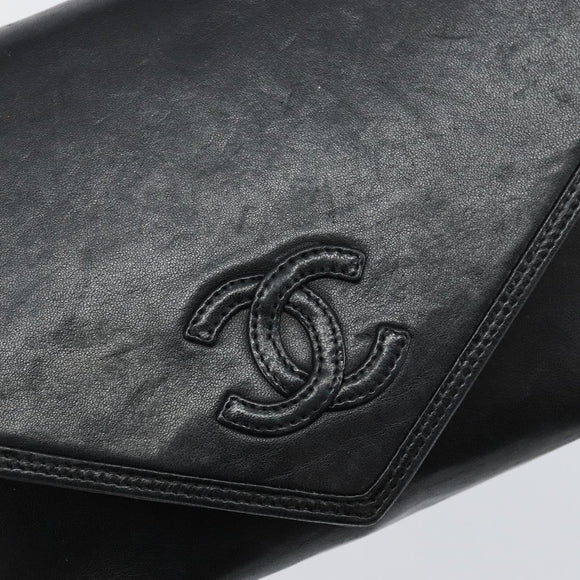 CHANEL COCO Mark Chain Shoulder Bag Lamb Skin Black Gold CC Auth 141762