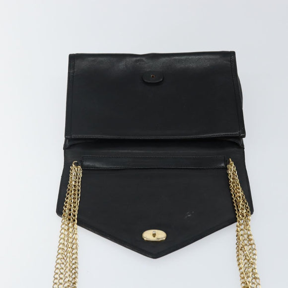 CHANEL COCO Mark Chain Shoulder Bag Lamb Skin Black Gold CC Auth 141762