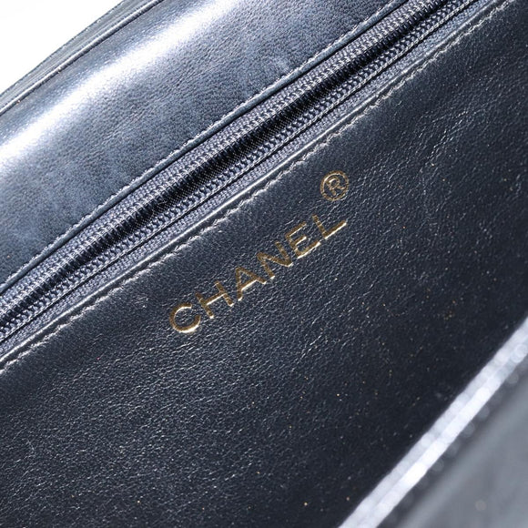 CHANEL COCO Mark Chain Shoulder Bag Lamb Skin Black Gold CC Auth 141762