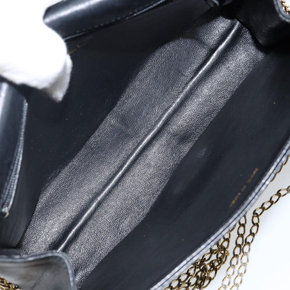 CHANEL COCO Mark Chain Shoulder Bag Lamb Skin Black Gold CC Auth 141762