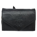 CHANEL COCO Mark Chain Shoulder Bag Lamb Skin Black Gold CC Auth 141762-2