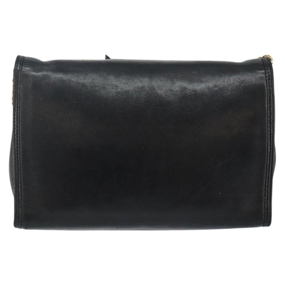 CHANEL COCO Mark Chain Shoulder Bag Lamb Skin Black Gold CC Auth 141762