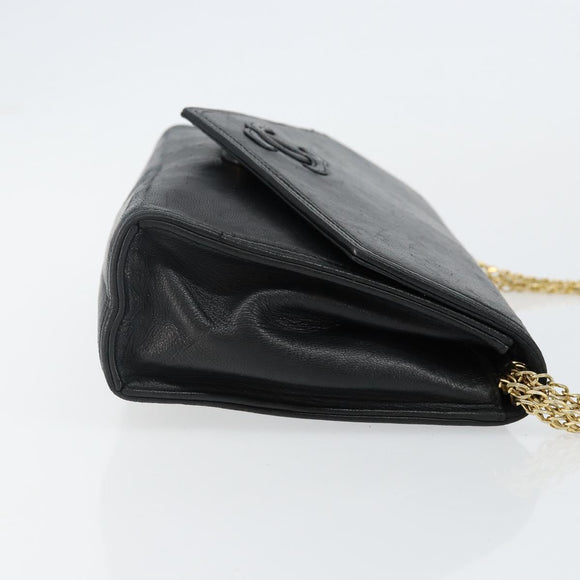 CHANEL COCO Mark Chain Shoulder Bag Lamb Skin Black Gold CC Auth 141762