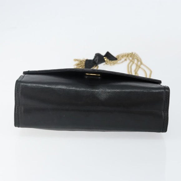 CHANEL COCO Mark Chain Shoulder Bag Lamb Skin Black Gold CC Auth 141762