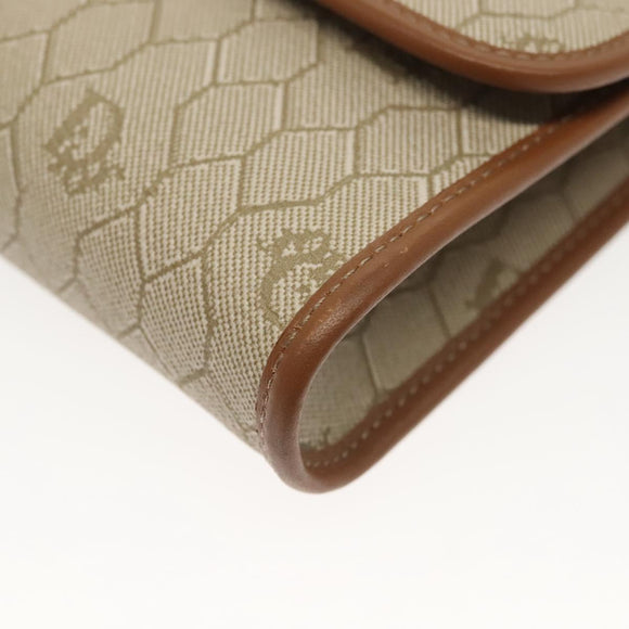 Christian Dior Honeycomb Canvas Chain Shoulder Bag PVC Beige Gold Auth 141763