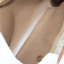 Christian Dior Honeycomb Canvas Chain Shoulder Bag PVC Beige Gold Auth 141763-12