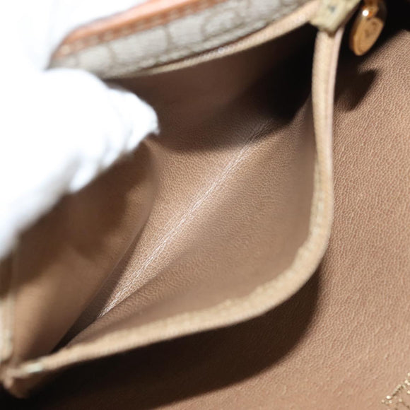 Christian Dior Honeycomb Canvas Chain Shoulder Bag PVC Beige Gold Auth 141763