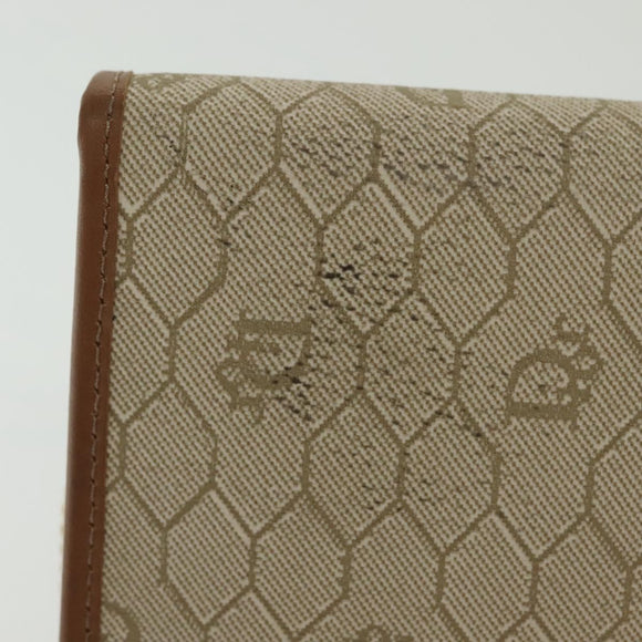 Christian Dior Honeycomb Canvas Chain Shoulder Bag PVC Beige Gold Auth 141763