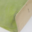 CELINE Hand Bag Suede Silver Light green Auth 141764-15