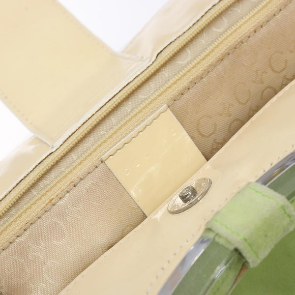 CELINE Hand Bag Suede Silver Light green Auth 141764