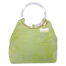 CELINE Hand Bag Suede Silver Light green Auth 141764-13