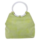 CELINE Hand Bag Suede Silver Light green Auth 141764-2