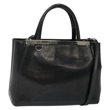 FENDI To joule Hand Bag Patent leather 2way Black Auth 141766