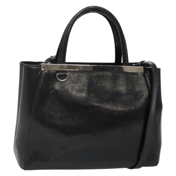FENDI To joule Hand Bag Patent leather 2way Black Auth 141766