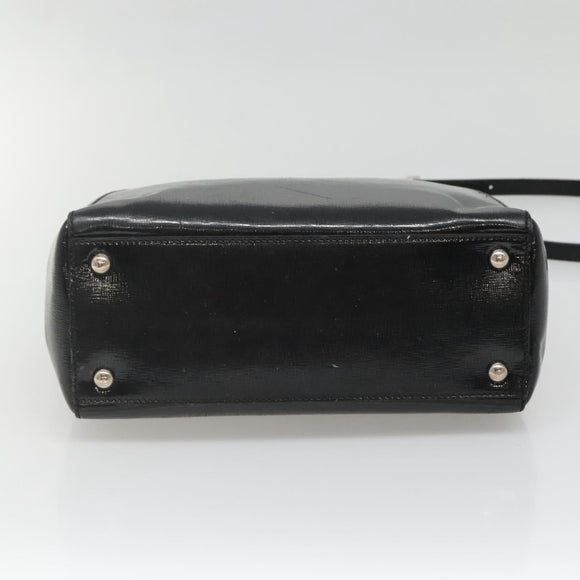 FENDI To joule Hand Bag Patent leather 2way Black Auth 141766