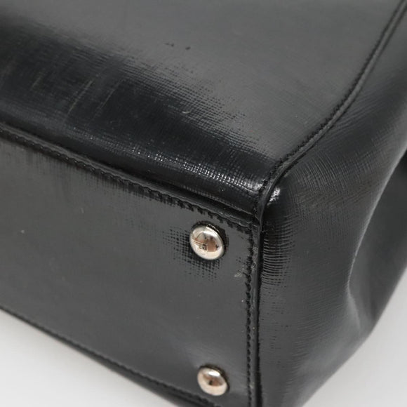 FENDI To joule Hand Bag Patent leather 2way Black Auth 141766