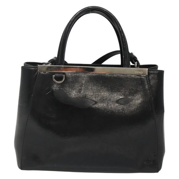 FENDI To joule Hand Bag Patent leather 2way Black Auth 141766