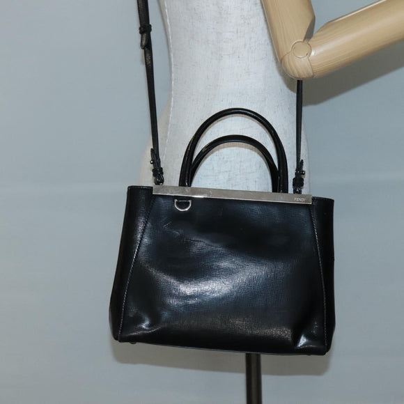 FENDI To joule Hand Bag Patent leather 2way Black Auth 141766