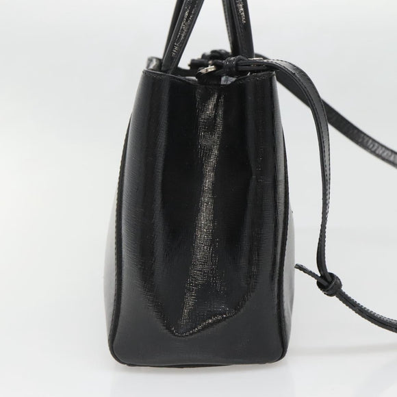 FENDI To joule Hand Bag Patent leather 2way Black Auth 141766