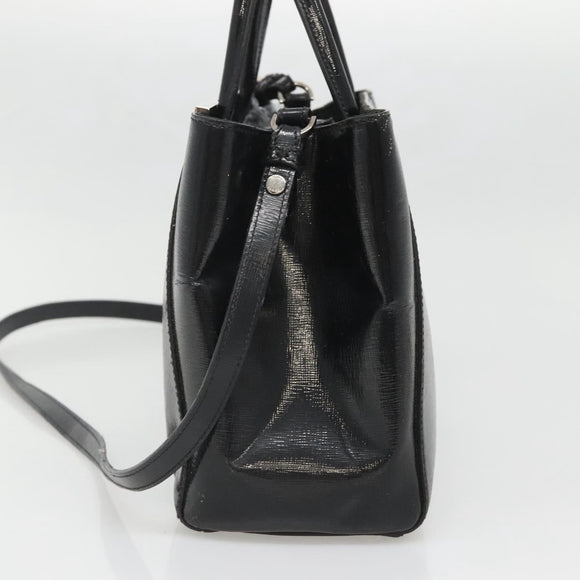 FENDI To joule Hand Bag Patent leather 2way Black Auth 141766