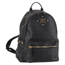 MCM Vicetos Studs Backpack Leather Black Gold Auth 141769-1
