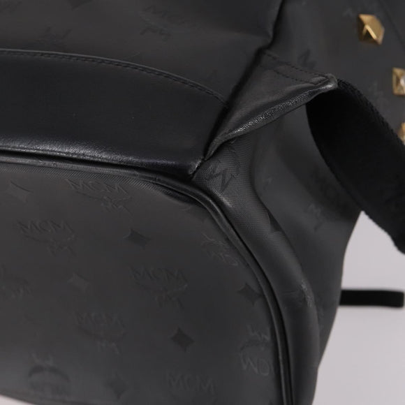 MCM Vicetos Studs Backpack Leather Black Gold Auth 141769