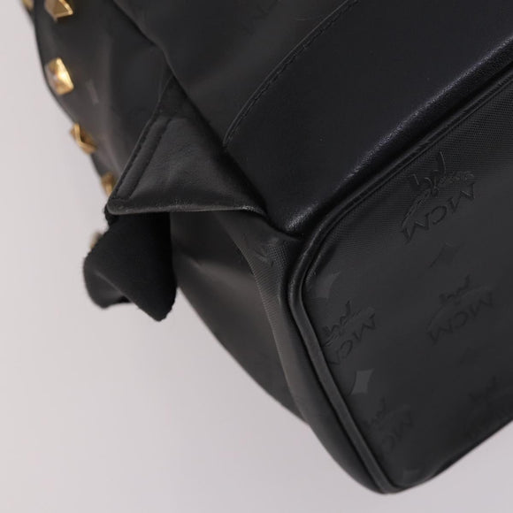 MCM Vicetos Studs Backpack Leather Black Gold Auth 141769