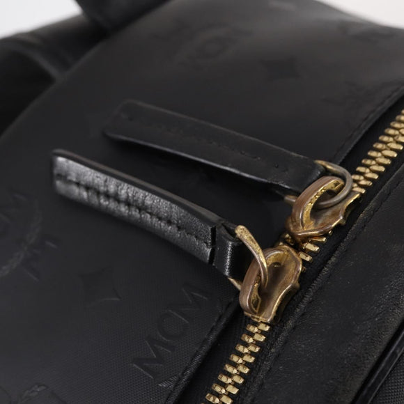 MCM Vicetos Studs Backpack Leather Black Gold Auth 141769