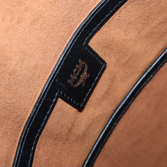 MCM Vicetos Studs Backpack Leather Black Gold Auth 141769