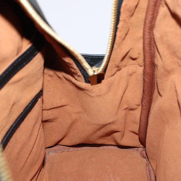 MCM Vicetos Studs Backpack Leather Black Gold Auth 141769