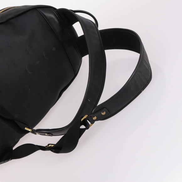 MCM Vicetos Studs Backpack Leather Black Gold Auth 141769