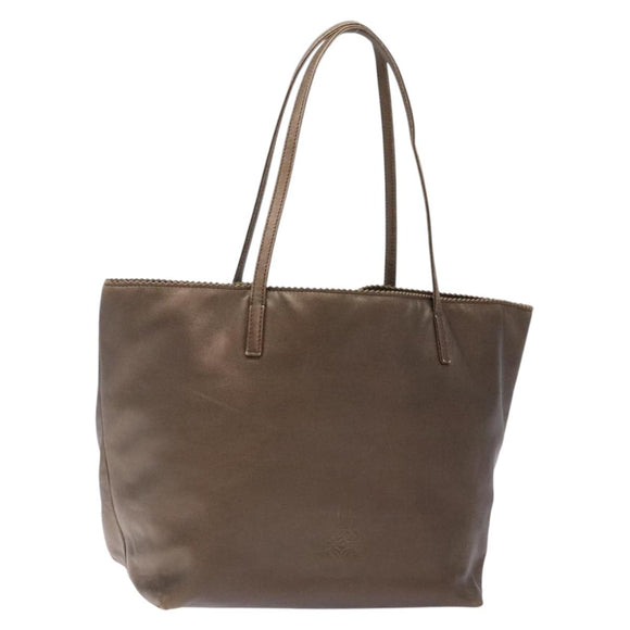 LOEWE Anagram Tote Bag Leather Bronze Auth 141772