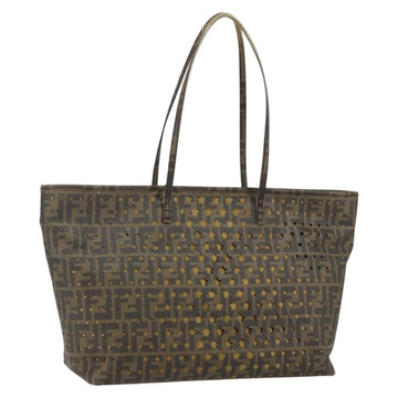 FENDI Zucca Canvas Tote Bag Black Brown Auth 141774