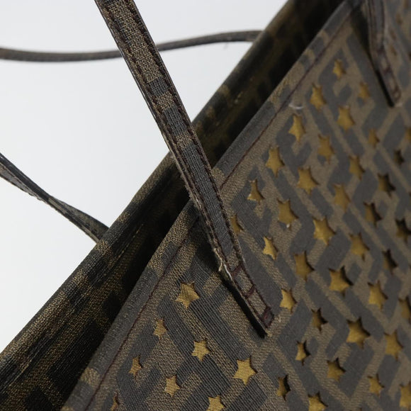 FENDI Zucca Canvas Tote Bag Black Brown Auth 141774