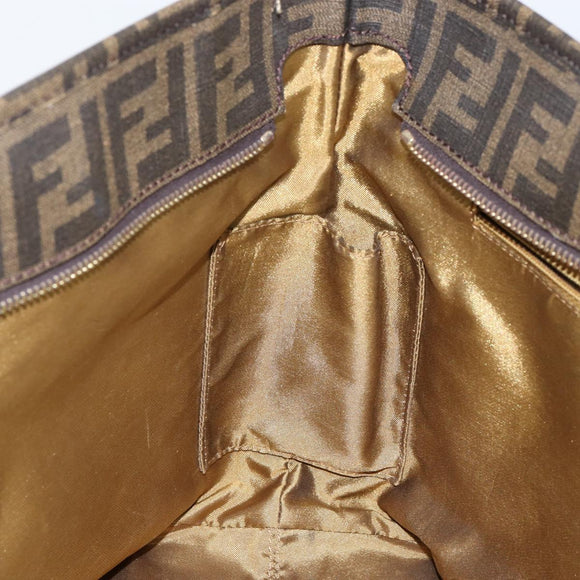 FENDI Zucca Canvas Tote Bag Black Brown Auth 141774