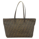 FENDI Zucca Canvas Tote Bag Black Brown Auth 141774-13