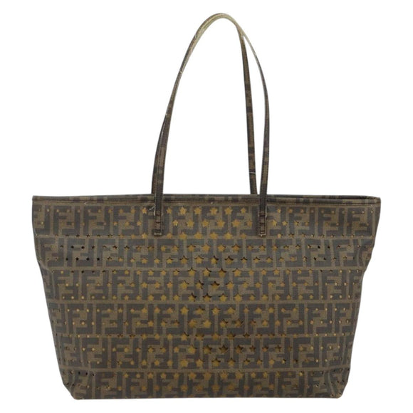 FENDI Zucca Canvas Tote Bag Black Brown Auth 141774