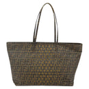 FENDI Zucca Canvas Tote Bag Black Brown Auth 141774-2