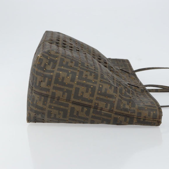 FENDI Zucca Canvas Tote Bag Black Brown Auth 141774