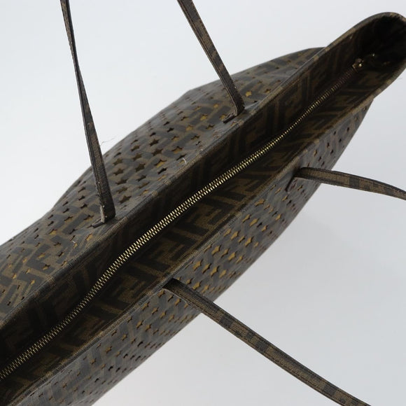 FENDI Zucca Canvas Tote Bag Black Brown Auth 141774