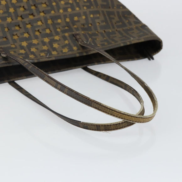 FENDI Zucca Canvas Tote Bag Black Brown Auth 141774