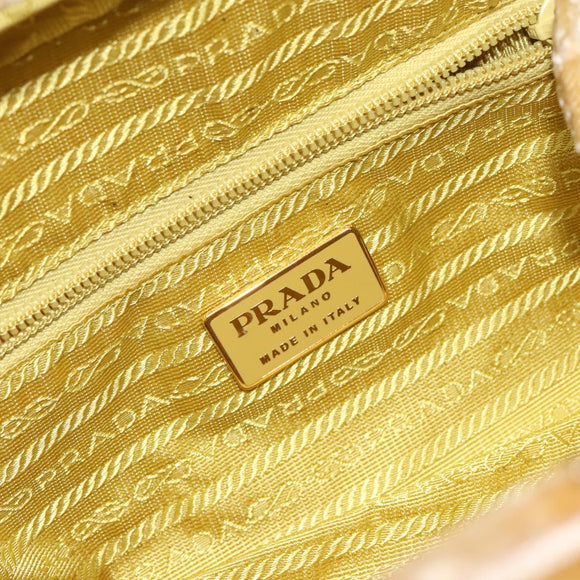 PRADA Hand Bag Velor Yellow Gold Auth 141776