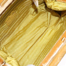 PRADA Hand Bag Velor Yellow Gold Auth 141776-11