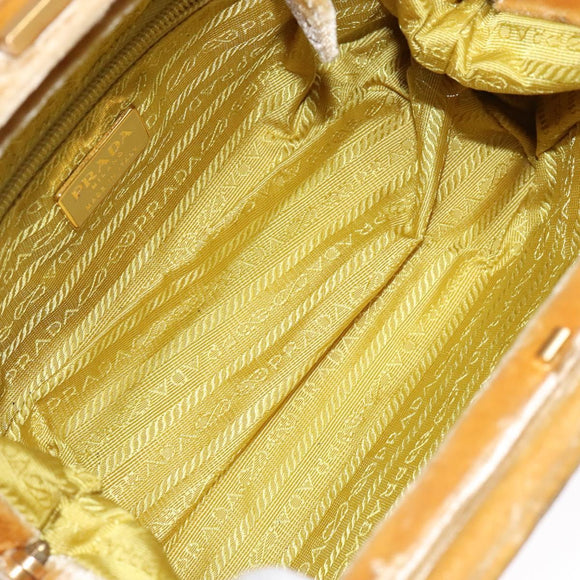 PRADA Hand Bag Velor Yellow Gold Auth 141776